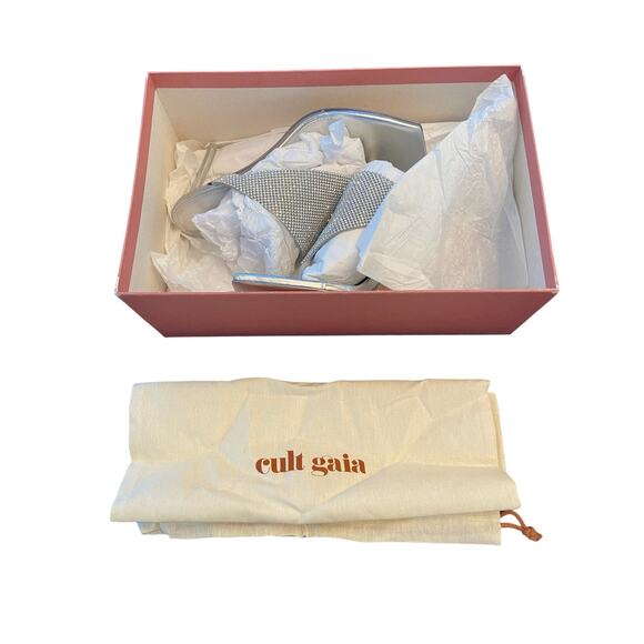 Cult Gaia Audrey Crystal Embellished Sandals Stiletto Heel Square Toe Clear Sz 6 - Picture 12 of 14